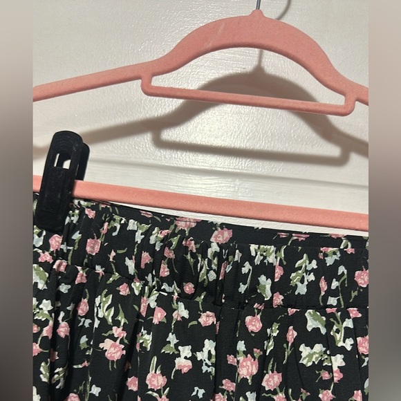 Black and Pink Asymmetrical Wrap Midi Skirt - Picture 6 of 12